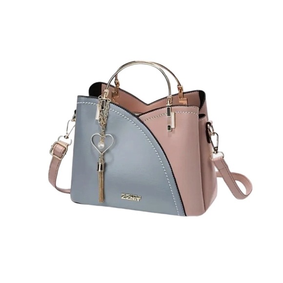 ZZMY Handbags - ZZMY Colorblock Handbag Handle Crossbody Bag Gold Hardware purse Blue Pink